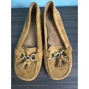 Aerosoles Suede Moccasins Loafers Brown Slip-On Brown SZ 9 Shoes Women Tassel